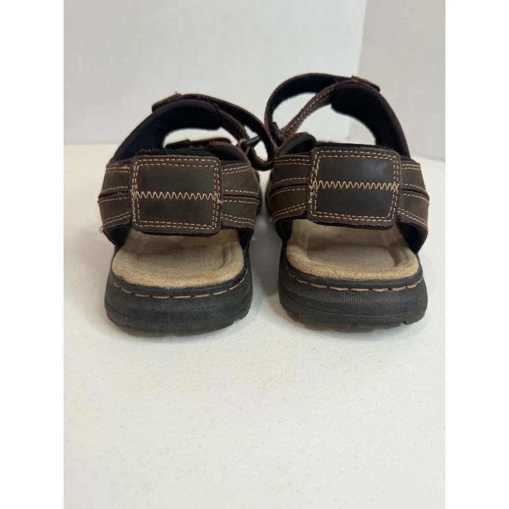 Dockers Mens Dark Brown Leather Strappy Sport Sandals Size 9M